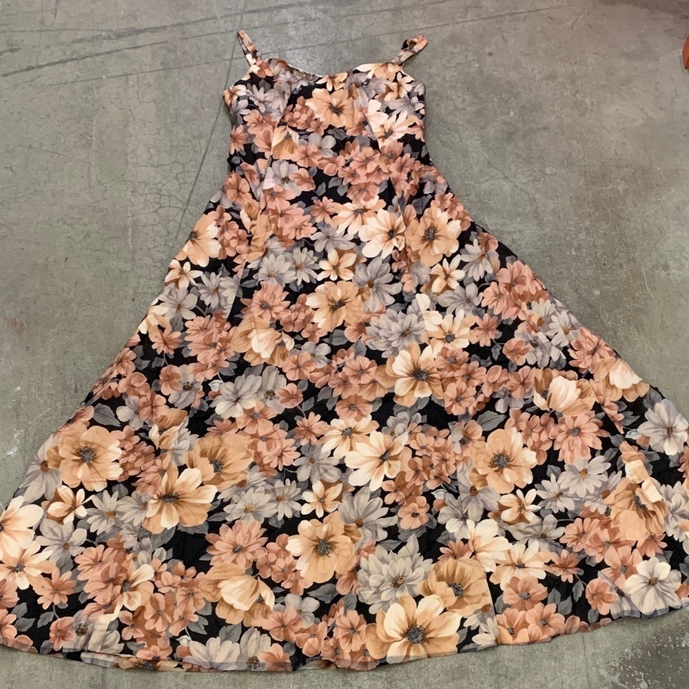 Vintage Dupuis deluxe darkβ floral maxi lined dress